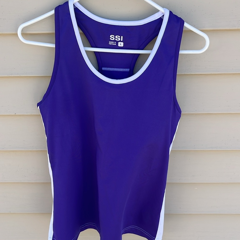 Purple and White Tennis/Pickleball T-back Top and Skirt